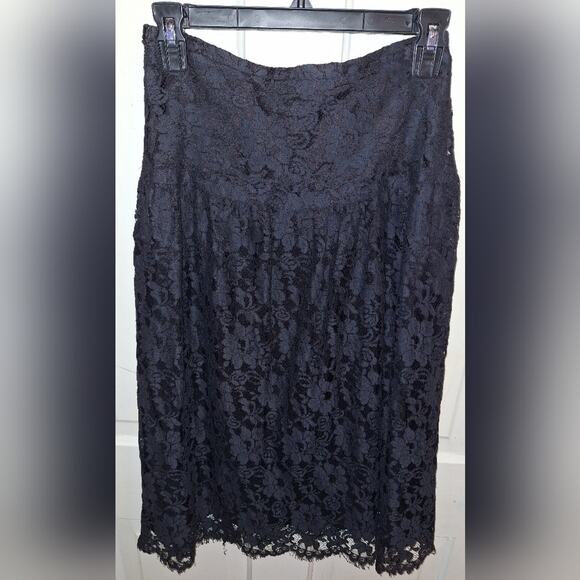 Vintage Snooty Hooty Size 6 100% Silk Black Lace Skirt Romantic Goth Whimsygoth - Picture 1 of 8